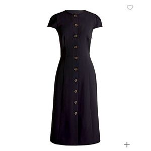 J. Crew Black Button Front Cap Sleeve Dress With Side Zipper. Size: 2